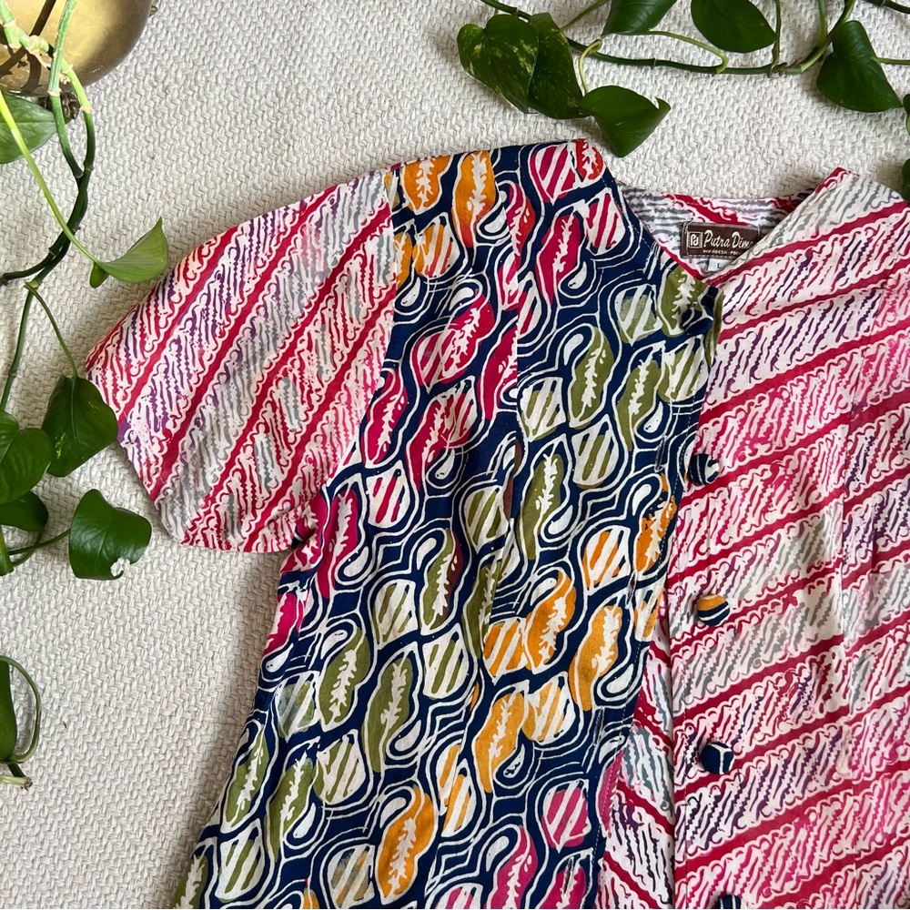 Vintage 90s Patchwork Tribal Print Button Down Sh… - image 4